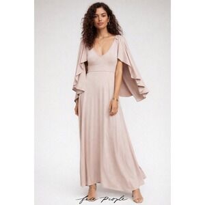 Free People Blush Pink Maxi Dress with Cape Sleeves
